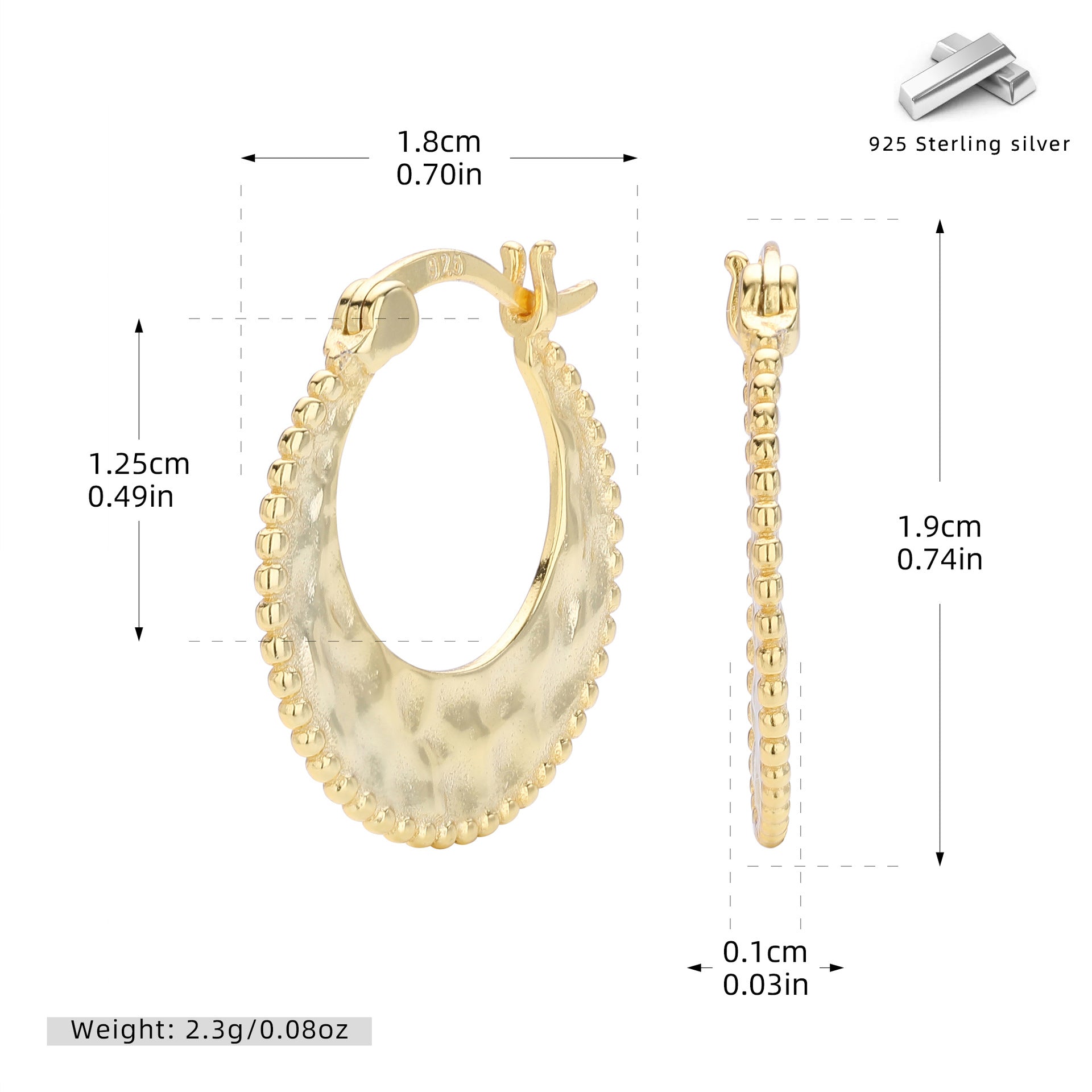 Damen Creolen mit elegantem Strukturdesign aus hochwertigem 925 Sterlingsilber Shop Nory