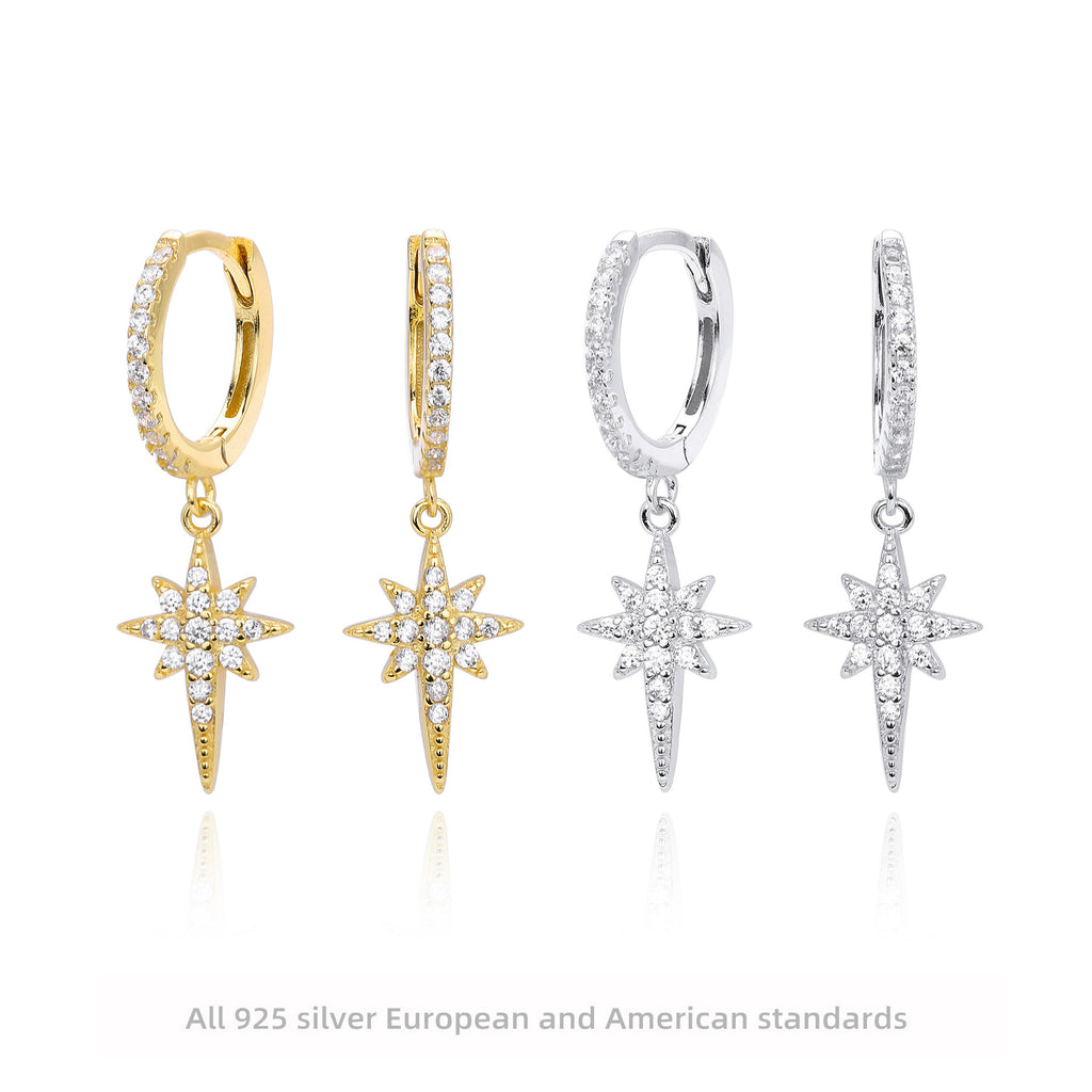 Damen Ohrhänger mit funkelndem Sternenanhänger aus 925 Sterling Silber Shop Nory