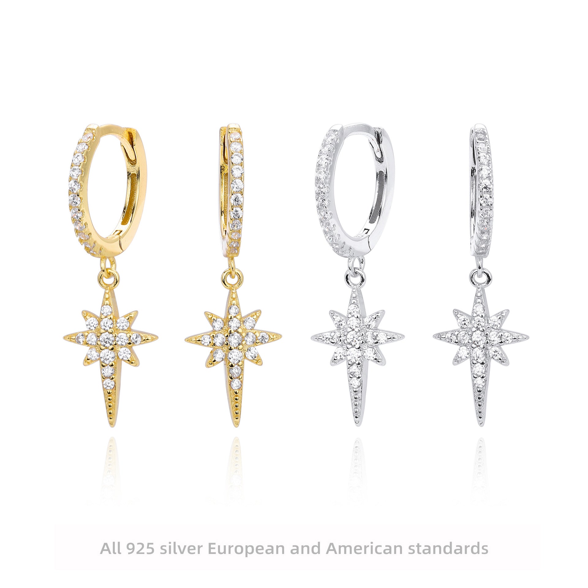 Damen Ohrhänger mit funkelndem Sternenanhänger aus 925 Sterling Silber Shop Nory