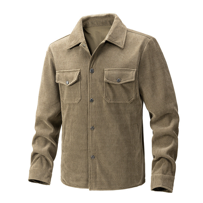 Herren Cordjacke mit Kentkragen, Brusttaschen und Druckknopfverschluss Shop Nory