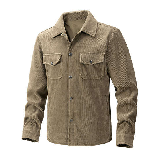 Herren Cordjacke mit Kentkragen, Brusttaschen und Druckknopfverschluss Shop Nory