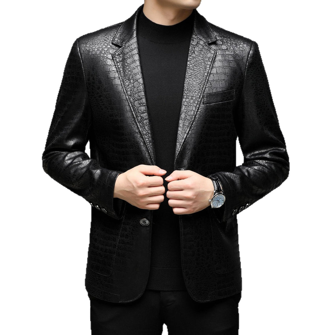 Herren krokogeprägtes Leder-Sakko mit schmaler Silhouette und Reverskragen Shop Nory