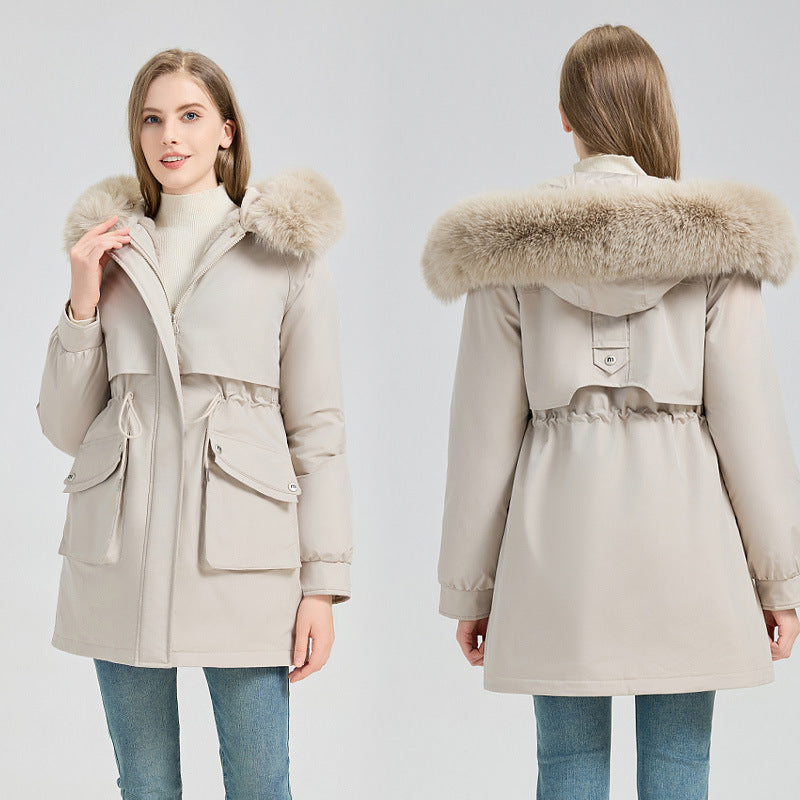 Damen nan taillierter Thermo-Parka mit abnehmbarer Kunstpelzkapuze, weichem Teddyfutter und verstellbarem Tunnelzug Shop Nory