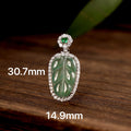 Damen Anhänger mit filigranem Blattdesign aus grünem Jade und funkelnden Zirkonia Shop Nory