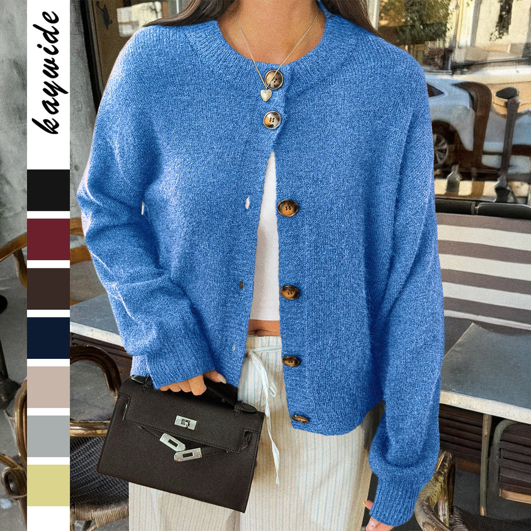 Damen nan kuscheliger Oversize-Strickcardigan mit Hornknopf-Leiste und Rundhalsausschnitt Shop Nory