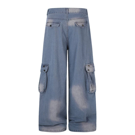Damen Hochtaillierte Culotte-Jeans im Workwear-Stil mit großen Klapp-Taschen und Used-Finish Shop Nory