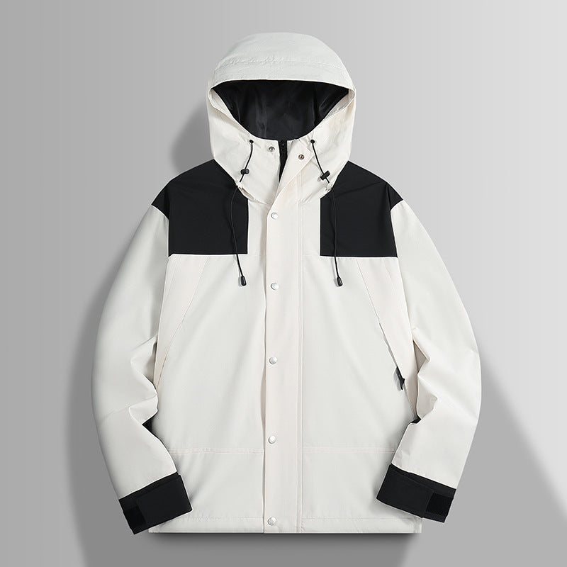 Herren zweifarbiger wind- und wasserdichter Kapuzenparka mit verstellbaren Bündchen Shop Nory