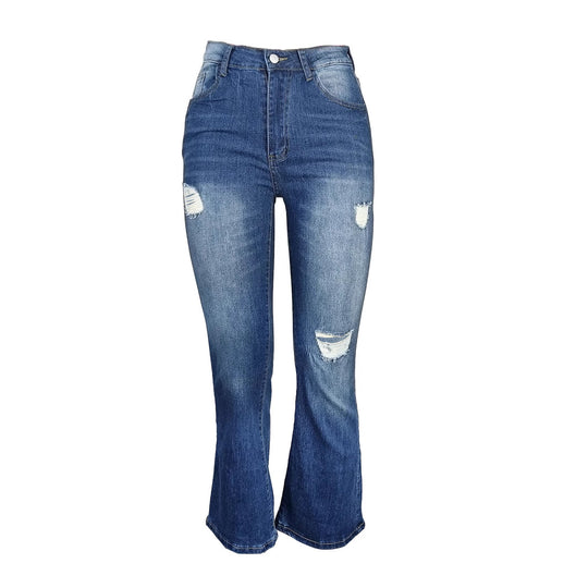 Damen Weite High-Waist Denim-Jeans im Wide‑Leg-Look mit gezielten Destroyed-Details Shop Nory