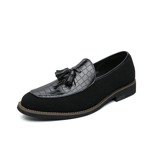 Herren eleganter Quasten-Loafer mit kroko-geprägtem Lederblatt und weichem Veloursaußenmaterial Shop Nory
