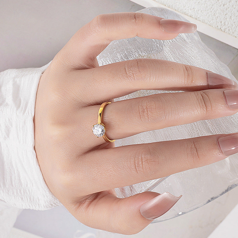 Damen eleganter Ring mit funkelndem Zirkonia-Stein Shop Nory