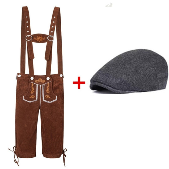 Herren nan traditionelle Trachtenlederhose mit verstellbaren Trägern und Trachtenhut Shop Nory
