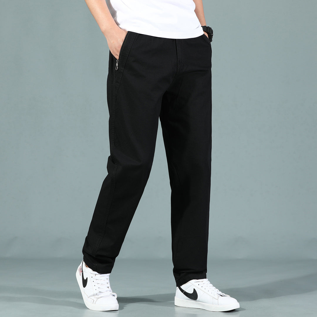 Herren Locker geschnittene Chinohose mit seitlicher Reißverschlusstasche und elastischem Beinabschluss Shop Nory