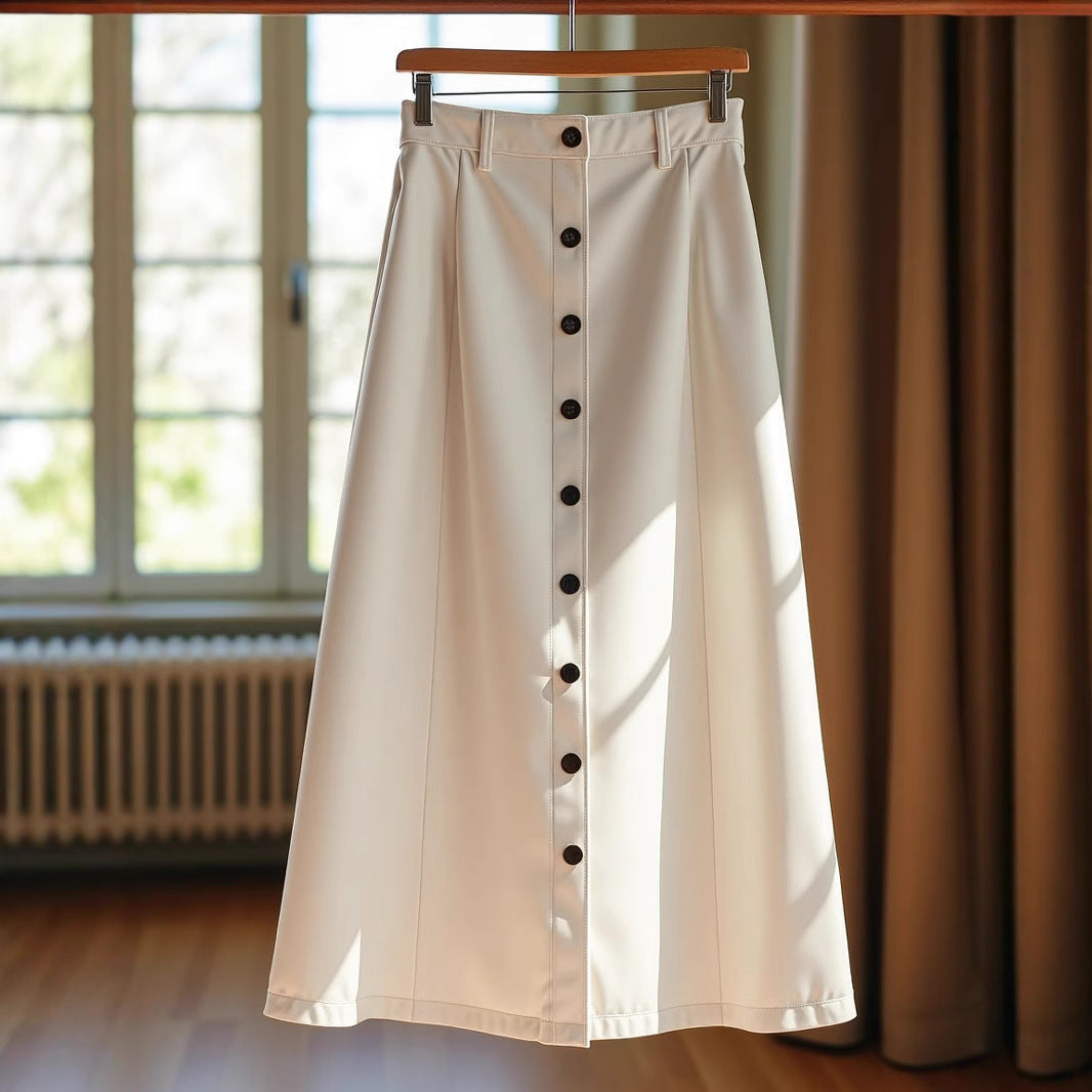 Damen Eleganter Maxirock mit Knopfdetails und hohem Bund Shopnory