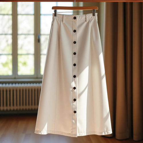 Damen Eleganter Maxirock mit Knopfdetails und hohem Bund Shopnory