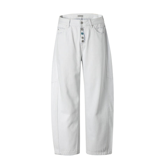 Damen Hochtaillierte Relaxed-Fit-Jeans mit sichtbarer Knopfleiste und Cargo-Seitennähten Shop Nory
