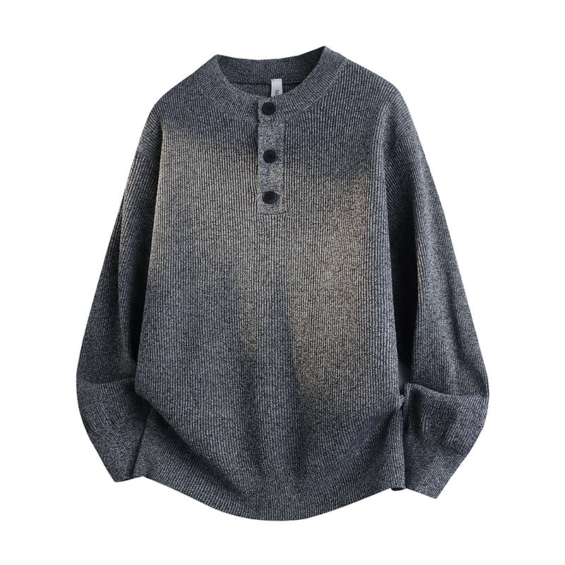 Unisex Oversized Rippen-Henley-Pullover mit verlängertem Rückensaum und 3-Knopf-Leiste Shop Nory