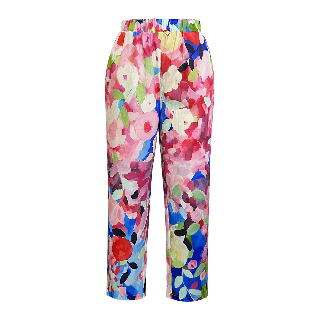 Damen Weite Sommerhose mit floralem Design und praktischen Taschen
