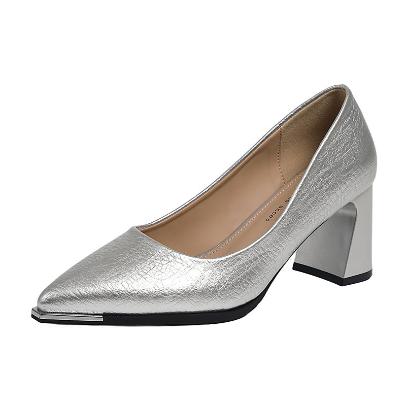 Damen Elegante spitze Pumps mit modischem Blockabsatz