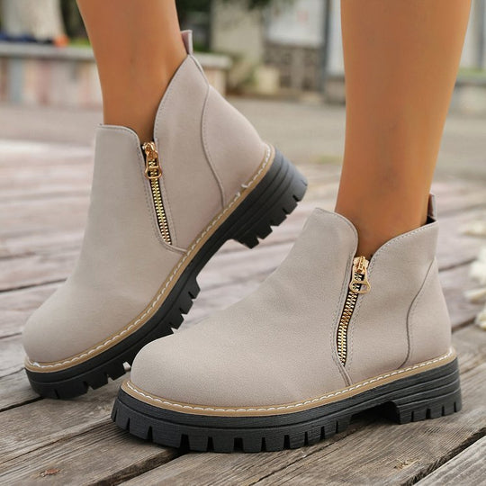 Damen Ankle-Boots mit grober Profilsohle und seitlichem Reißverschluss Shop Nory