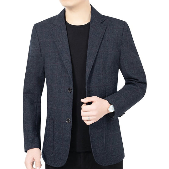 Herren Karierter halbstrukturierter Casual-Blazer aus Wollmix mit aufgesetzten Taschen Shop Nory