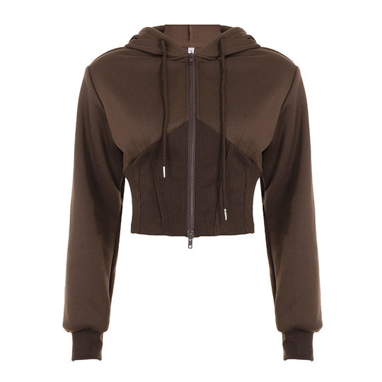 Damen nan taillierte Bomberjacke mit breitem Rippenbund, zwei Schrägtaschen und dekorativen Reißverschluss-Details Shop Nory