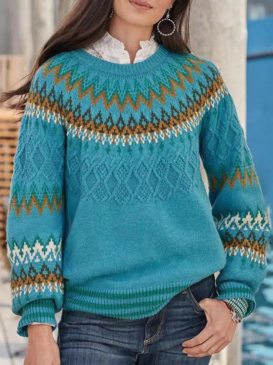 Damen nan Norwegerpullover aus Wollmix mit Rundhalsausschnitt und traditionellem Fair-Isle-Yoke Shop Nory
