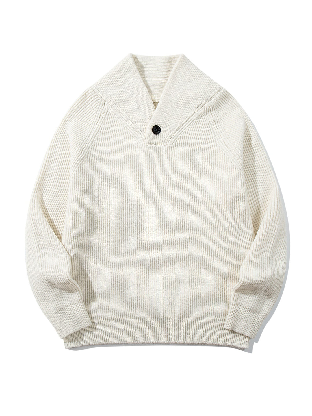 Unisex Gerippter Shawlkragen-Pullover mit Ein-Knopf-Detail Shop Nory