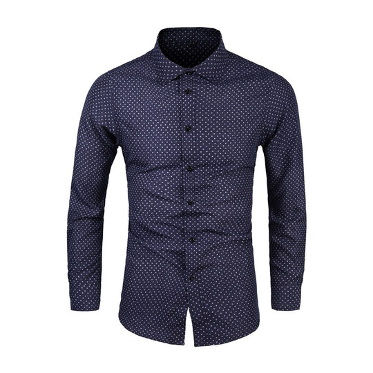 Herren Slim-Fit Hemd mit feinem Pünktchenmuster und Kentkragen Shop Nory