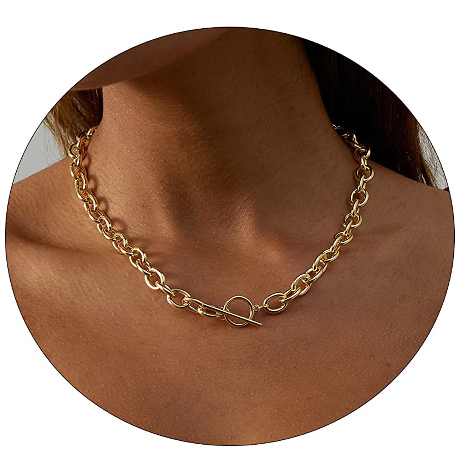 Damen Halskette mit robustem Gliederdesign und luxuriösem Toggle-Verschluss Shop Nory