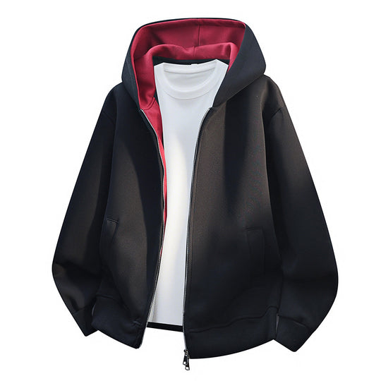 Herren Oversize-Zip-Hoodie mit kontrastgefütterter Kapuze und Kängurutaschen Shop Nory