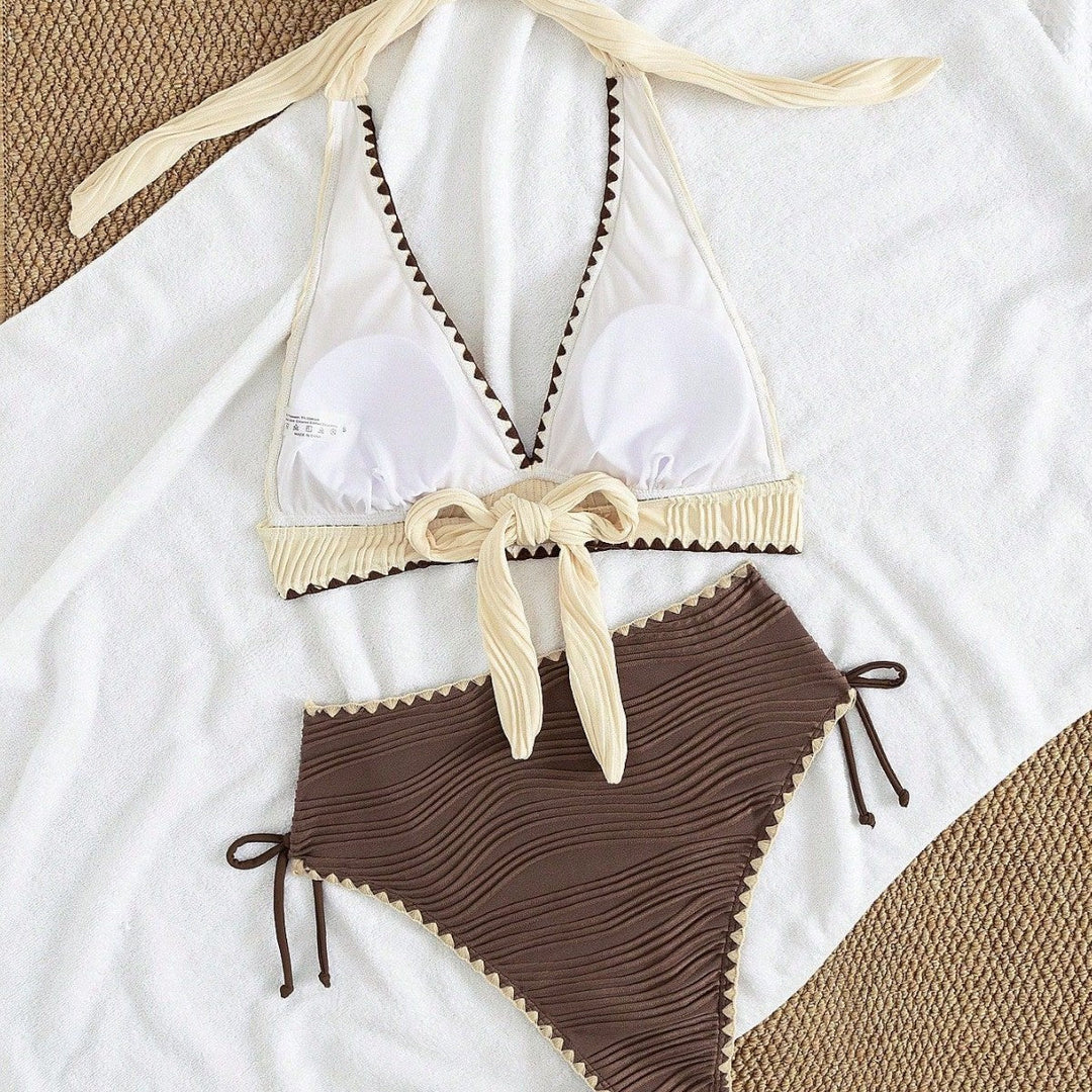 Damen Hochtailliertes Bikini-Set mit Rüschendetails