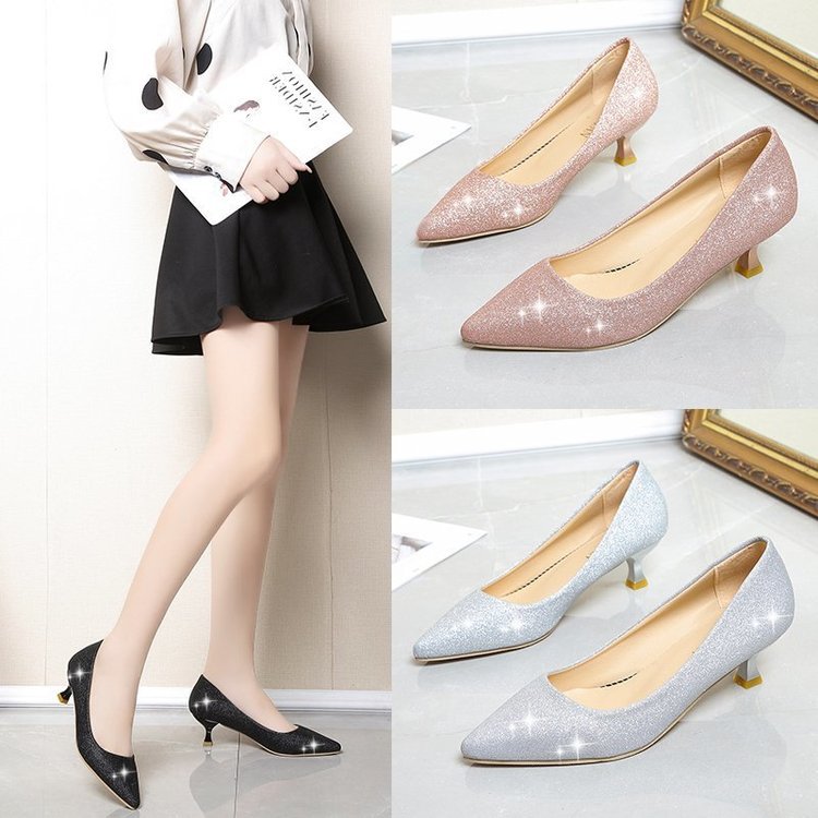Damen schimmernde Pumps mit elegantem Blockabsatz
