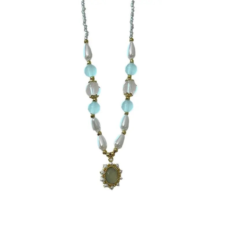 Damen Halskette mit kunstvollen Edelstein-Elementen und auffälligem Anhänger Shop Nory