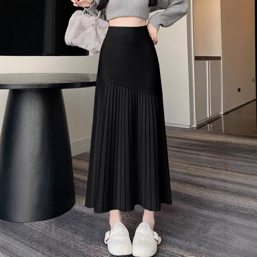 Damen Plissierter Maxirock mit asymmetrischem Design Shop Nory