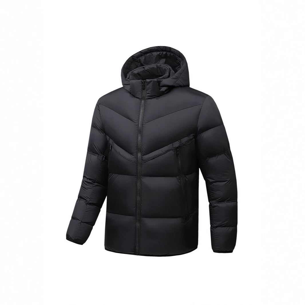Herren Leichte Daunenoptik-Steppjacke mit Kapuze, winddichter Thermoisolierung und vertikalen Reißverschlusstaschen Shop Nory