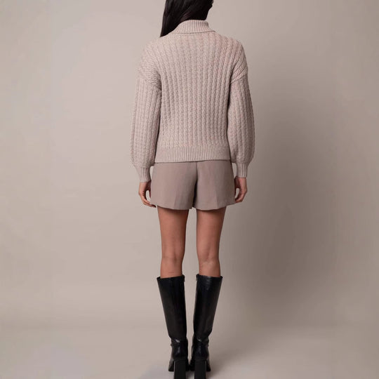 Damen Modischer Strickpullover mit hohen Kragen
