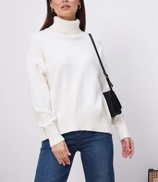 Damen Boxy-Rollkragenpullover aus feinem Feinstrick mit überschnittener Schulter Shop Nory