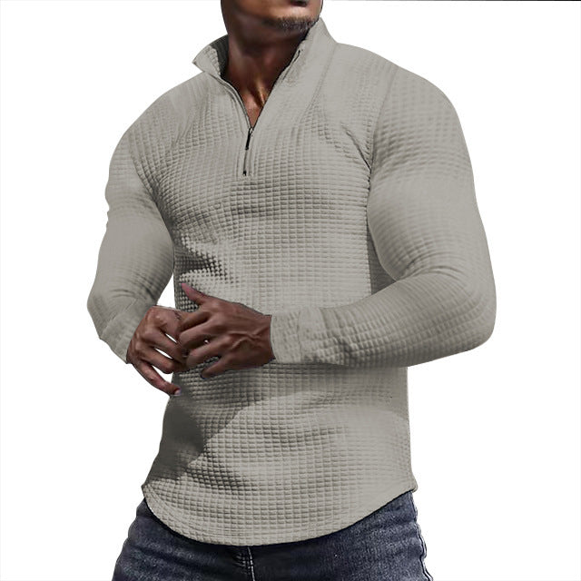 Herren Waffelstrick-Langarmshirt mit kurzem Reißverschluss Shop Nory