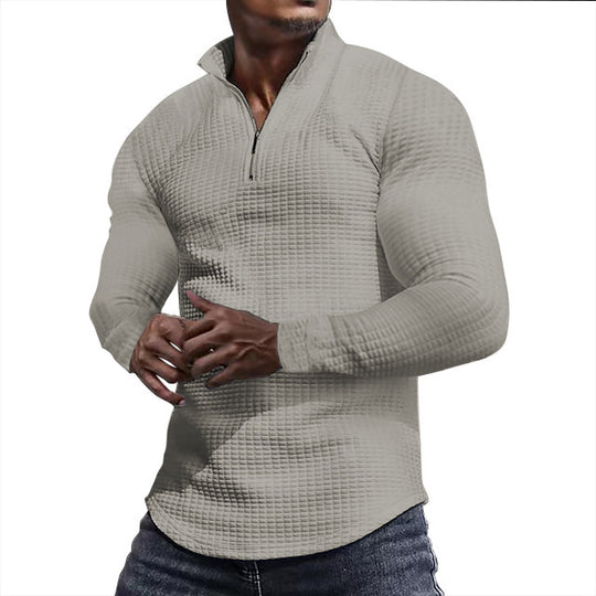 Herren Waffelstrick-Langarmshirt mit kurzem Reißverschluss Shop Nory
