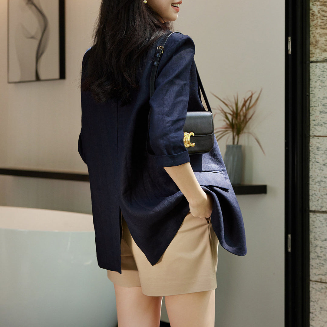 Damen Modischer Leinenblazer Shop Nory