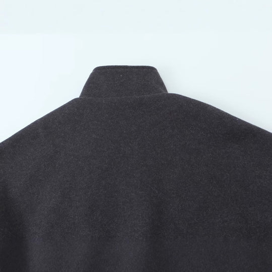 Damen Kurz geschnittene Wollblousonjacke mit Stehkragen, Druckknopfleiste und elastischem Saum Shop Nory