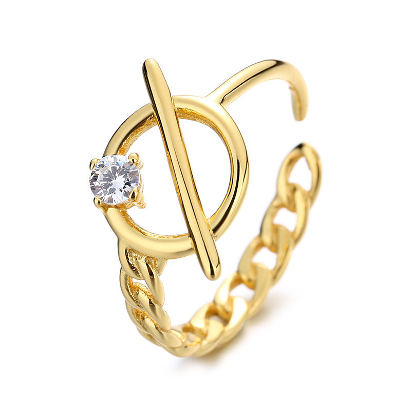 Damen Trendiger Ring mit kreativem Ketten- und Zirkon-Design Shop Nory