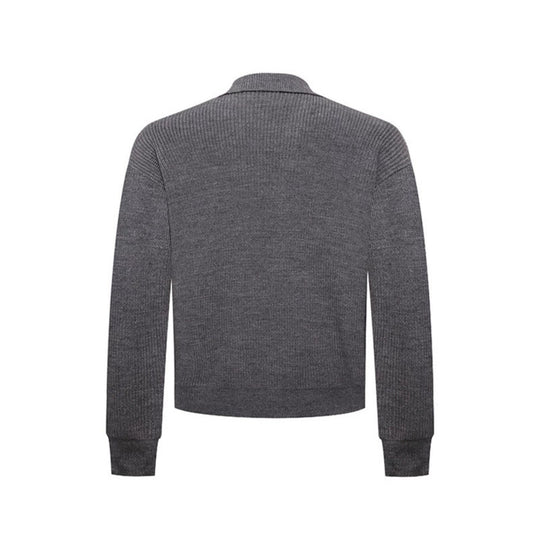 Herren Doppelreihige Strickcardigan mit Hemdkragen und Rippbündchen Shop Nory