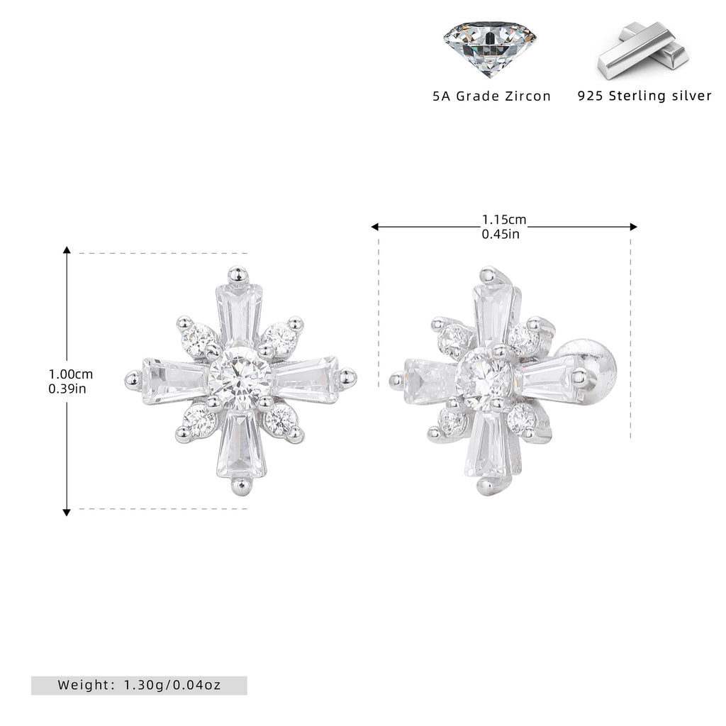 Damen Ohrstecker mit funkelndem Zirkon in Kreuzform aus hochwertigem 925 Sterling Silber Shop Nory