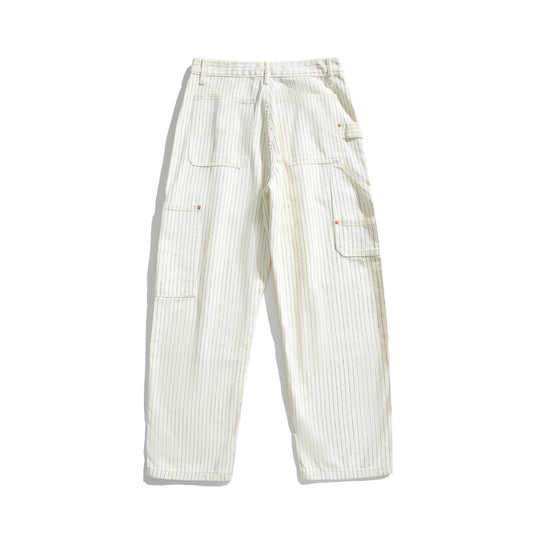 Damen Carpenterhose aus Leinen‑Baumwollmix mit Nadelstreifen und Hammerloop Shop Nory