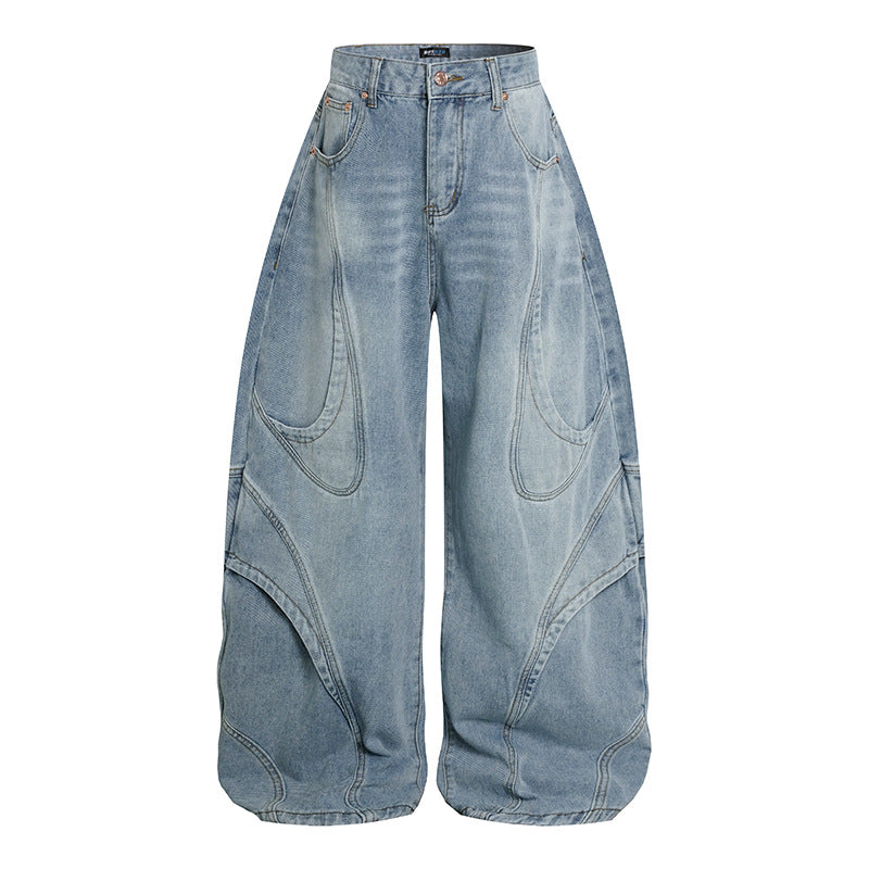 Damen Weite Hochtaillierte Ballon-Jeans mit markanten Panelnähten Shop Nory