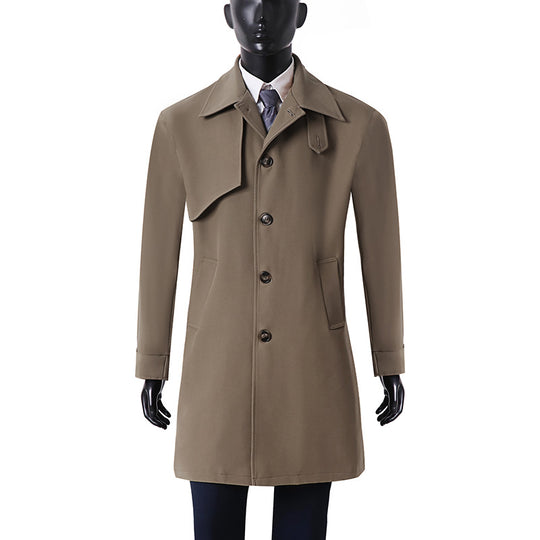 Herren Zeitloser Wollmix-Mantel mit asymmetrischer Sturmklappe und geradem Schnitt Shop Nory