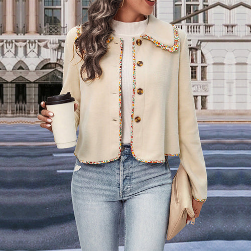 Damen Kurzjacke mit Peter-Pan-Kragen und floraler Bortenverzierung Shop Nory
