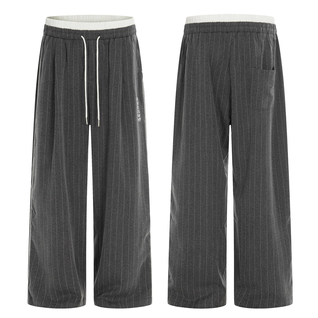Damen Weite Pinstripe-Culotte-Hose mit elastischem Bund und Kordelzug Shop Nory