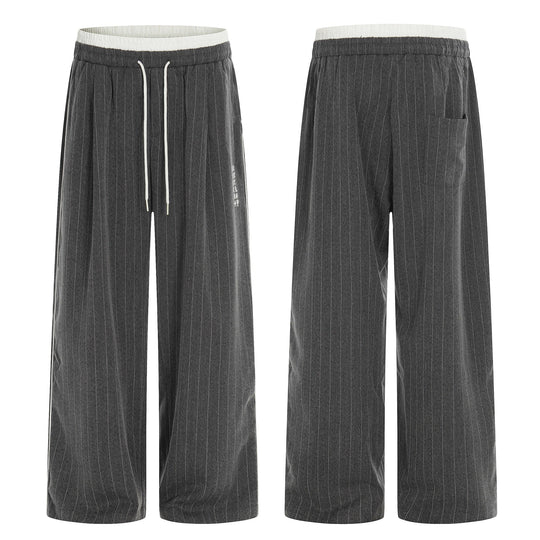 Damen Weite Pinstripe-Culotte-Hose mit elastischem Bund und Kordelzug Shop Nory